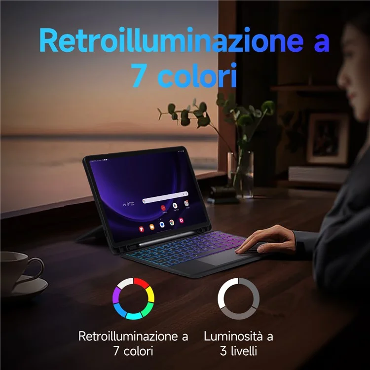 DUX DUCIS DK Series para Samsung Galaxy Tab S10+ / S9+ / S9 FE+ Touchpad Teclado Italiano com Capa de Tablet de Couro PU
