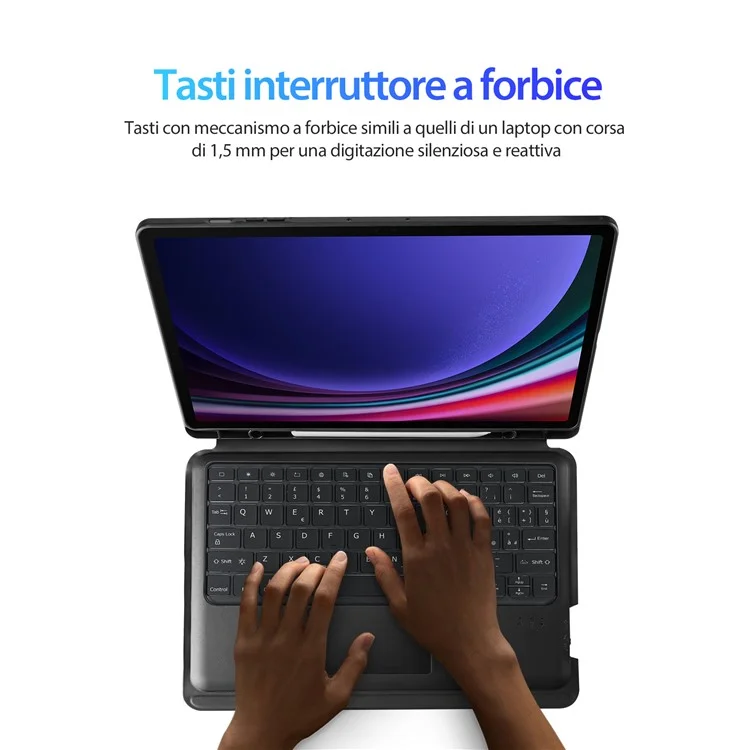 DUX DUCIS DK Series para Samsung Galaxy Tab S10+ / S9+ / S9 FE+ Touchpad Teclado Italiano com Capa de Tablet de Couro PU