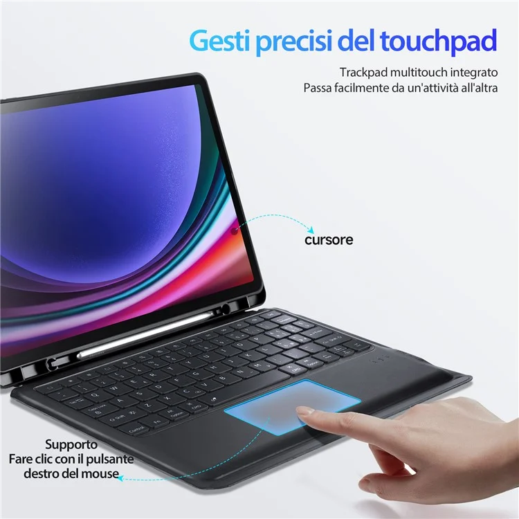 DUX DUCIS DK Series para Samsung Galaxy Tab S10+ / S9+ / S9 FE+ Touchpad Teclado Italiano com Capa de Tablet de Couro PU