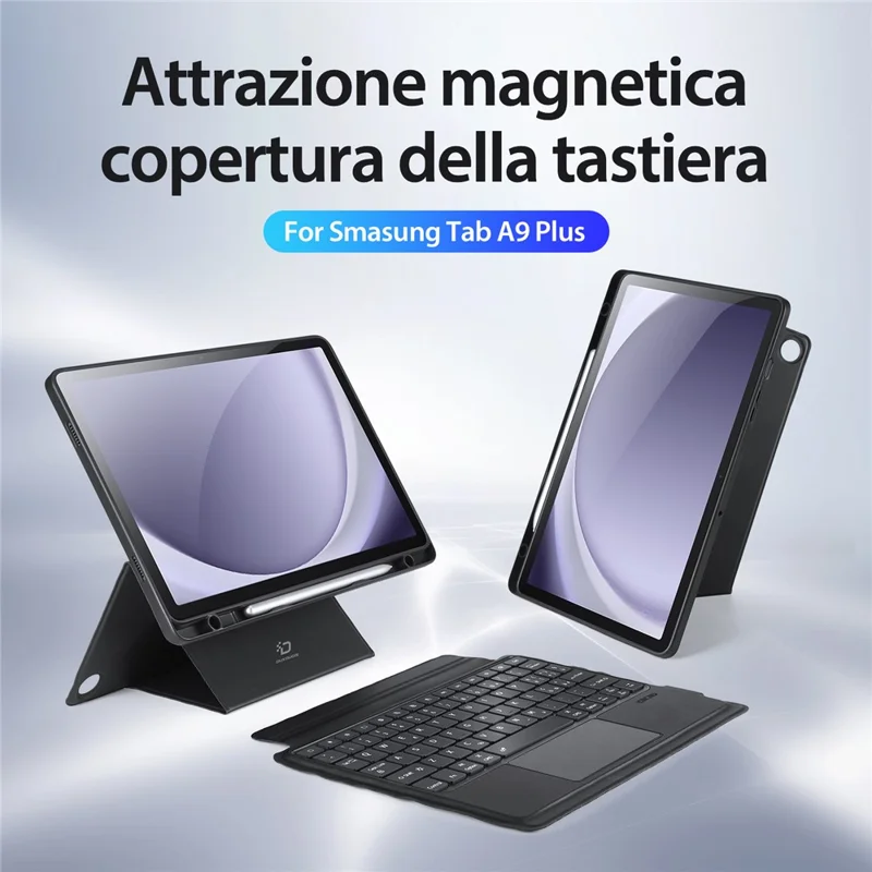 DUX DUCIS DK Series for Samsung Galaxy Tab A9+ Detachable Bluetooth-compatible Italian Keyboard with Leather Case