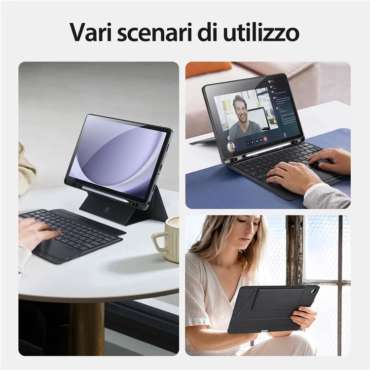 DUX DUCIS DK Series for Samsung Galaxy Tab A9+ Detachable Bluetooth-compatible Italian Keyboard with Leather Case