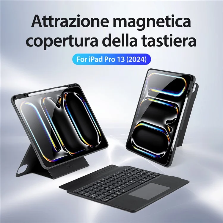DUX DUCIS DK Series for iPad Pro 13 (2024) Bluetooth-compatible Detachable Keyboard (Italian) + Leather Cover