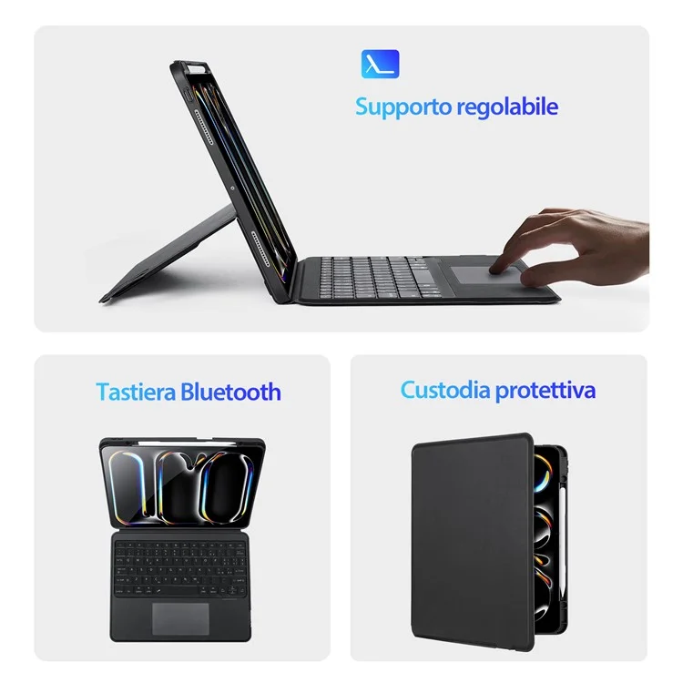 DUX DUCIS DK Series for iPad Pro 13 (2024) Bluetooth-compatible Detachable Keyboard (Italian) + Leather Cover