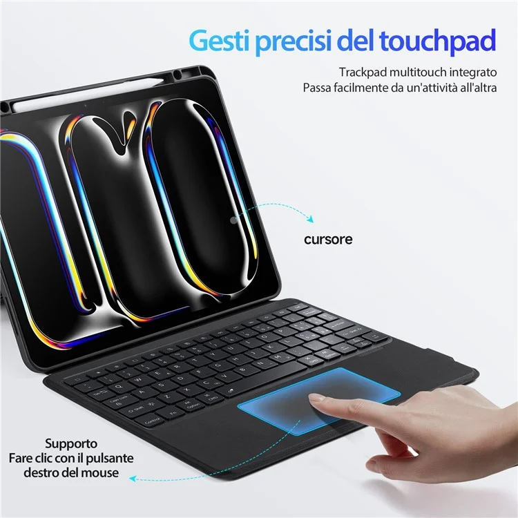DUX DUCIS DK Series for iPad Pro 13 (2024) Bluetooth-compatible Detachable Keyboard (Italian) + Leather Cover