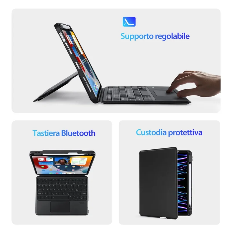 DUX DUCIS DK Series for iPad Air 11 (2025) / (2024) / Air (2022) / (2020) / Pro 11 (2022) / (2021) / (2020) / (2018) Italian Keyboard Stand Cover