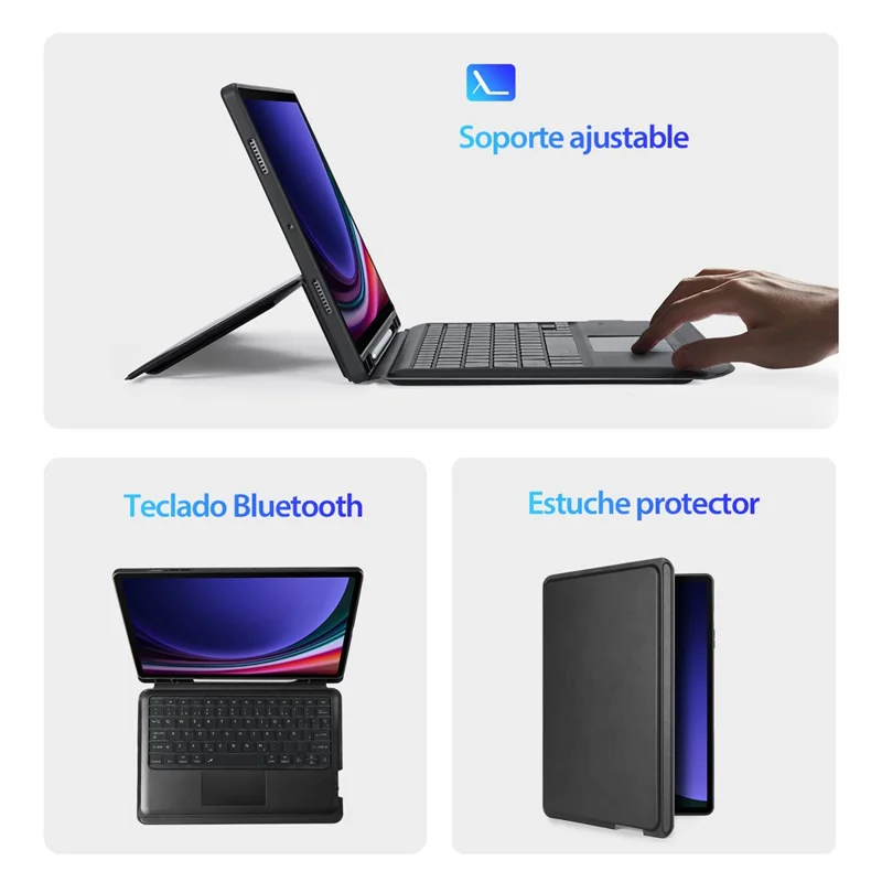 DUX DUCIS DK Series for Samsung Galaxy Tab S10+ / S9+ / S9 FE+ Spanish Keyboard Detachable with Stand Leather Cover