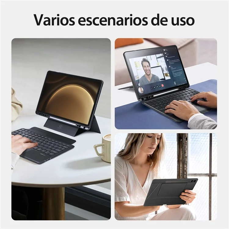 DUX DUCIS DK Series for Samsung Galaxy Tab S10+ / S9+ / S9 FE+ Spanish Backlight Keyboard with PU Leather Tablet Case