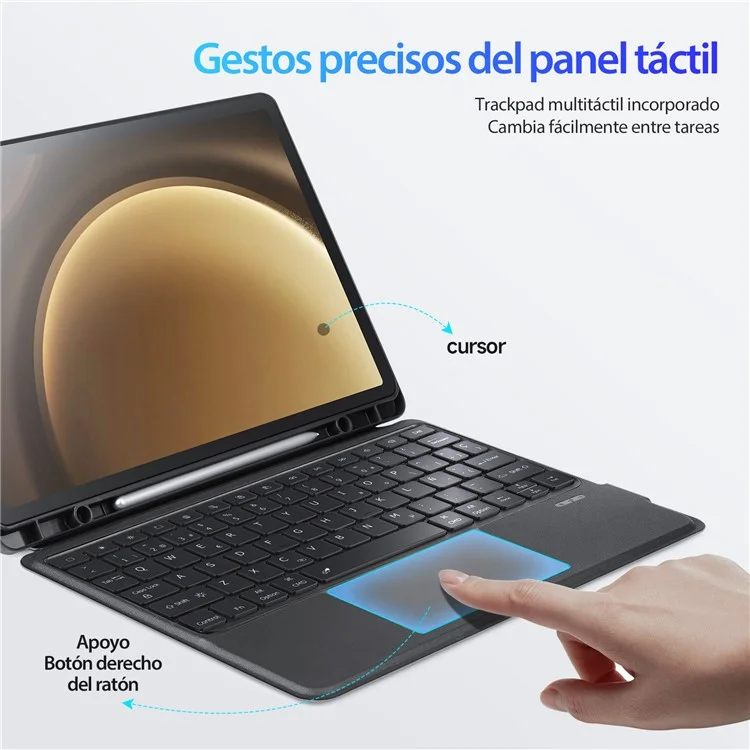 DUX DUCIS DK Series for Samsung Galaxy Tab S10+ / S9+ / S9 FE+ Spanish Backlight Keyboard with PU Leather Tablet Case