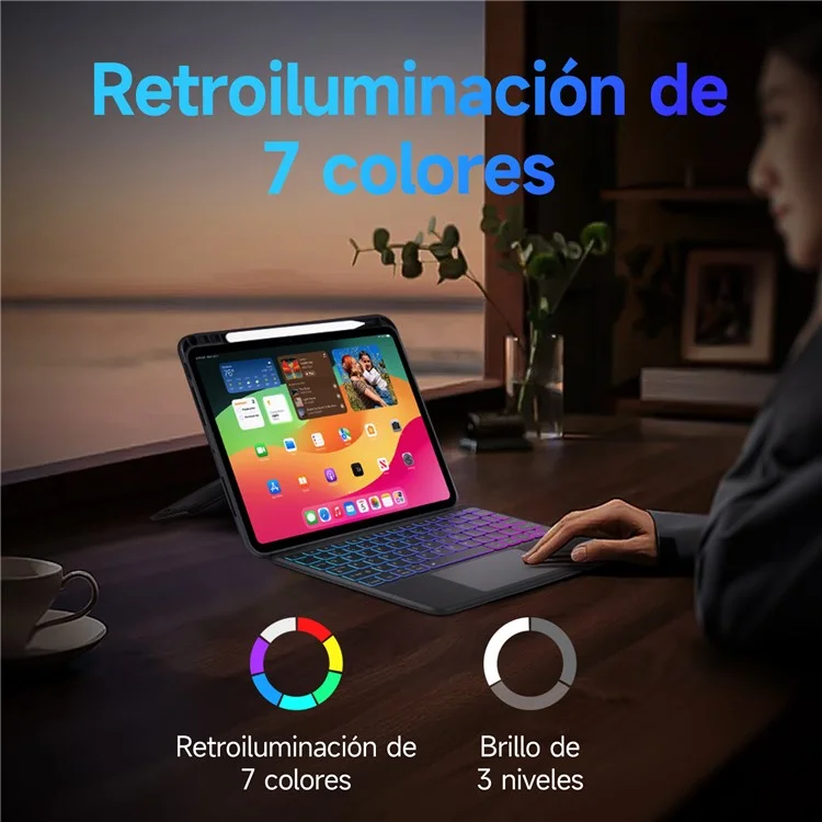 DUX DUCIS DK Series for iPad Pro 11 (2024) Clavier Bluetooth espagnol avec étui en cuir PU pour tablette