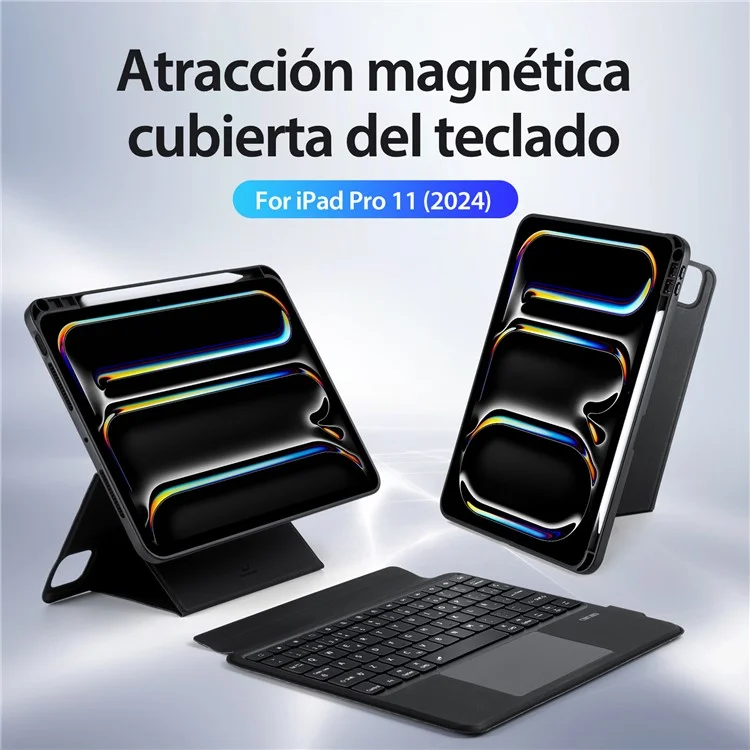 DUX DUCIS DK Series for iPad Pro 11 (2024) Clavier Bluetooth espagnol avec étui en cuir PU pour tablette