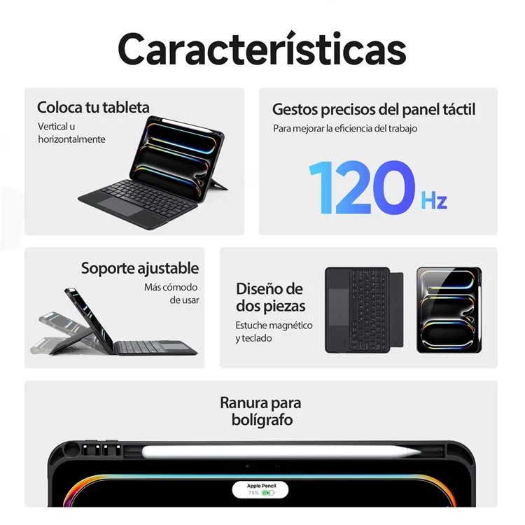DUX DUCIS DK Series for iPad Pro 11 (2024) Clavier Bluetooth espagnol avec étui en cuir PU pour tablette