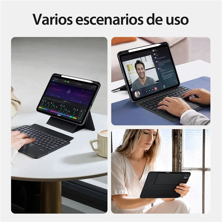 DUX DUCIS DK Series for iPad Pro 11 (2024) Clavier Bluetooth espagnol avec étui en cuir PU pour tablette