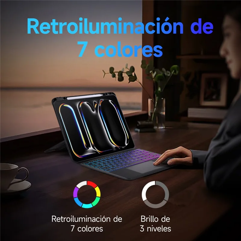 DUX DUCIS DK Series for iPad Pro 13 (2025) / 13 (2024) Magnetic Spanish Keyboard with Trackpad + Leather Stand Case