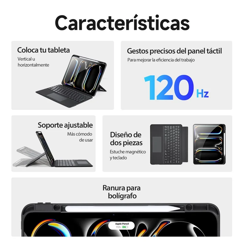 DUX DUCIS DK Series for iPad Pro 13 (2025) / 13 (2024) Magnetic Spanish Keyboard with Trackpad + Leather Stand Case