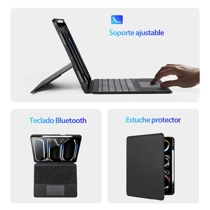 DUX DUCIS DK Series for iPad Pro 13 (2025) / 13 (2024) Magnetic Spanish Keyboard with Trackpad + Leather Stand Case