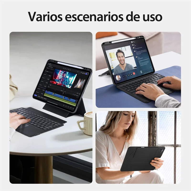 DUX DUCIS DK Series for iPad Pro 13 (2025) / 13 (2024) Magnetic Spanish Keyboard with Trackpad + Leather Stand Case