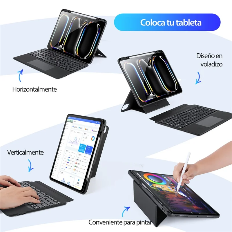DUX DUCIS DK Series for iPad Pro 13 (2025) / 13 (2024) Magnetic Spanish Keyboard with Trackpad + Leather Stand Case