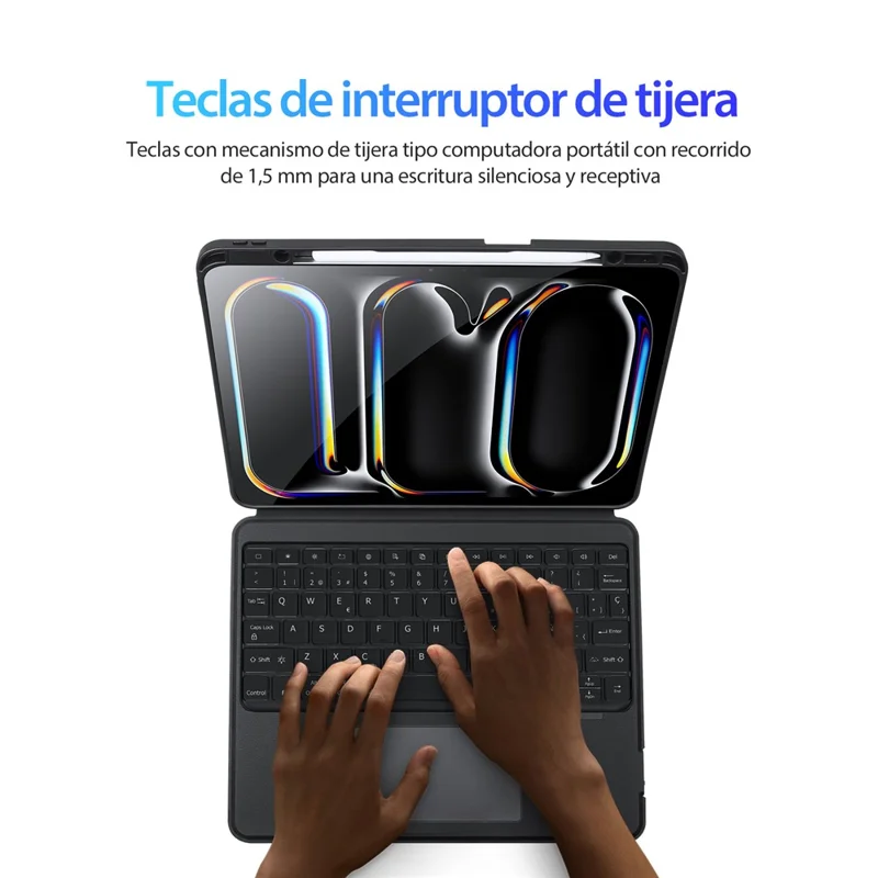 DUX DUCIS DK Series for iPad Pro 13 (2025) / 13 (2024) Magnetic Spanish Keyboard with Trackpad + Leather Stand Case
