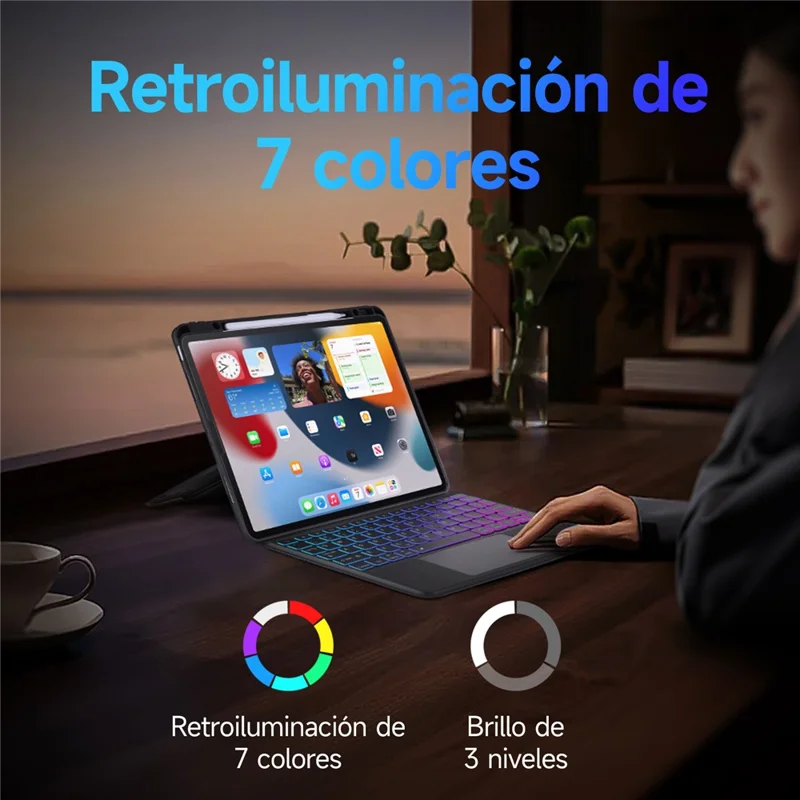 DUX DUCIS DK Series for iPad Air 13 (2025) / (2024) / Pro 12.9 (2022) / (2021) / (2020) Spanish Keyboard Bluetooth-Compatible 5.0 with Tablet Case