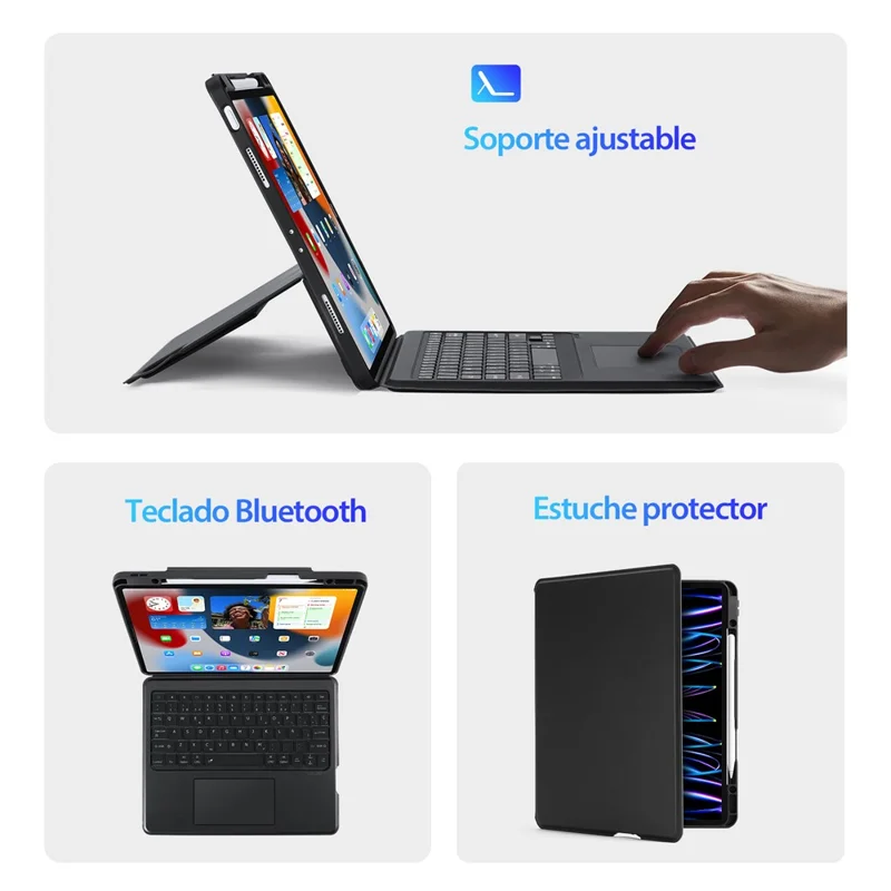 DUX DUCIS DK Series for iPad Air 13 (2025) / (2024) / Pro 12.9 (2022) / (2021) / (2020) Spanish Keyboard Bluetooth-Compatible 5.0 with Tablet Case