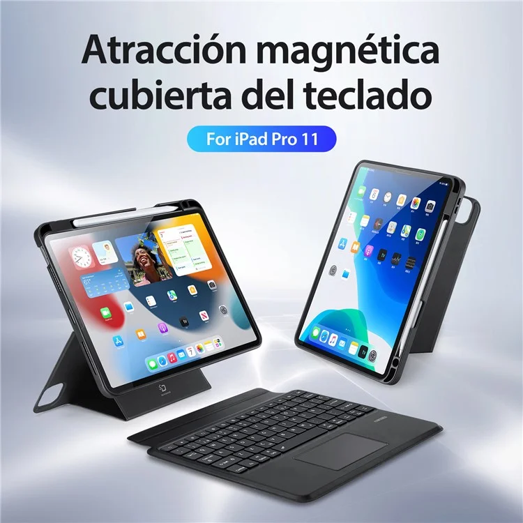 DUX DUCIS DK Serie für iPad Air 11 (2024) / Air (2022) / (2020) / iPad Pro 11 (2022) / (2021) / (2020) / (2018) Spanische Tastatur mit Folio-Lederhülle