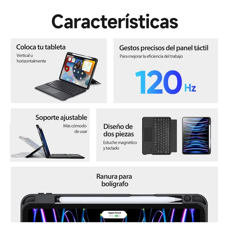 DUX DUCIS DK Serie für iPad Air 11 (2024) / Air (2022) / (2020) / iPad Pro 11 (2022) / (2021) / (2020) / (2018) Spanische Tastatur mit Folio-Lederhülle
