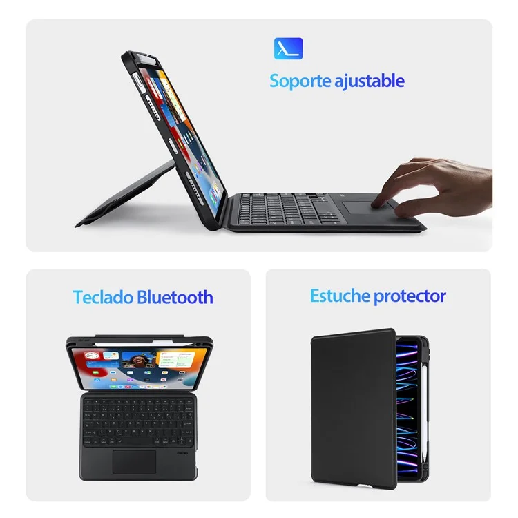 DUX DUCIS DK Serie für iPad Air 11 (2024) / Air (2022) / (2020) / iPad Pro 11 (2022) / (2021) / (2020) / (2018) Spanische Tastatur mit Folio-Lederhülle