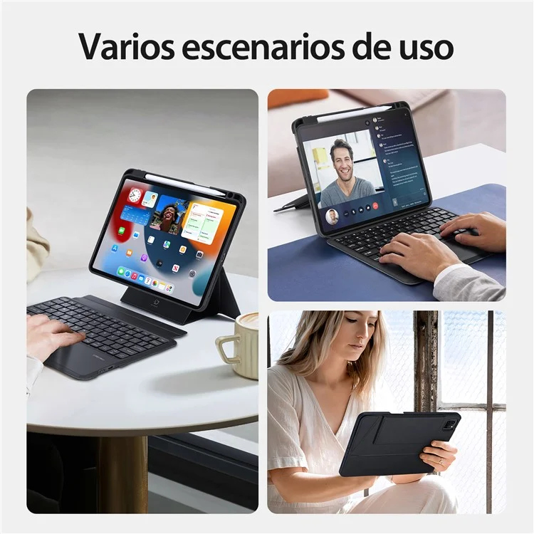 DUX DUCIS DK Serie für iPad Air 11 (2024) / Air (2022) / (2020) / iPad Pro 11 (2022) / (2021) / (2020) / (2018) Spanische Tastatur mit Folio-Lederhülle