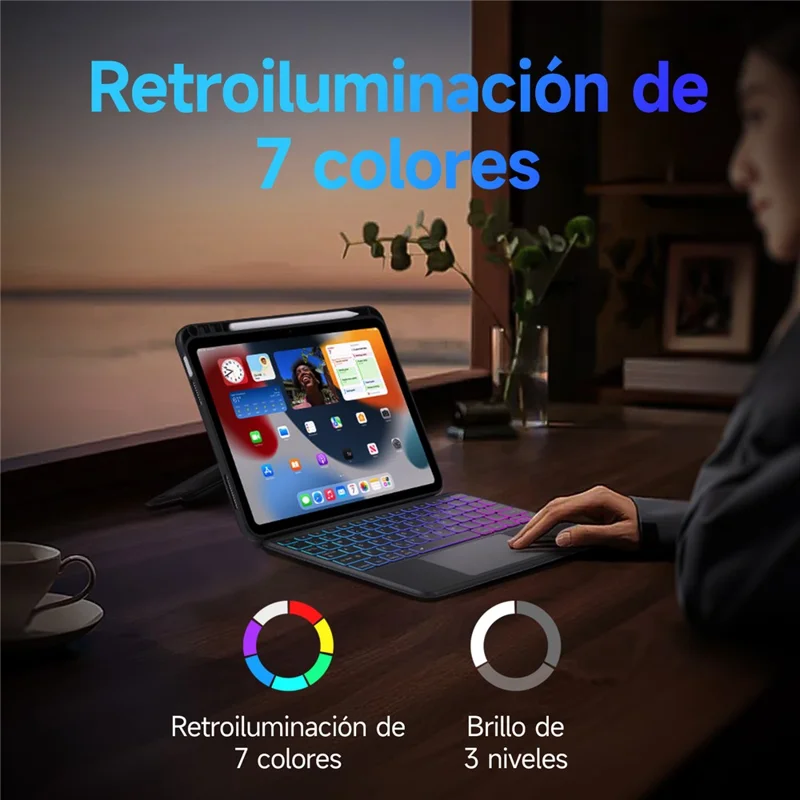 DUX DUCIS DK Series for iPad (2025) / 10.9 (2022) Backlight Spanish Keyboard with Leather Stand Tablet Case