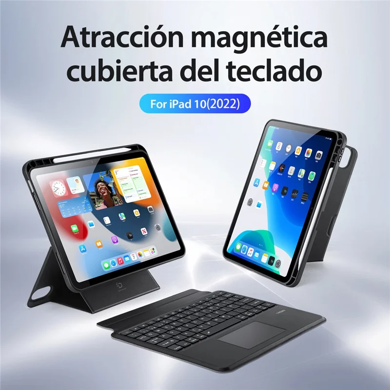 DUX DUCIS DK Series for iPad (2025) / 10.9 (2022) Backlight Spanish Keyboard with Leather Stand Tablet Case