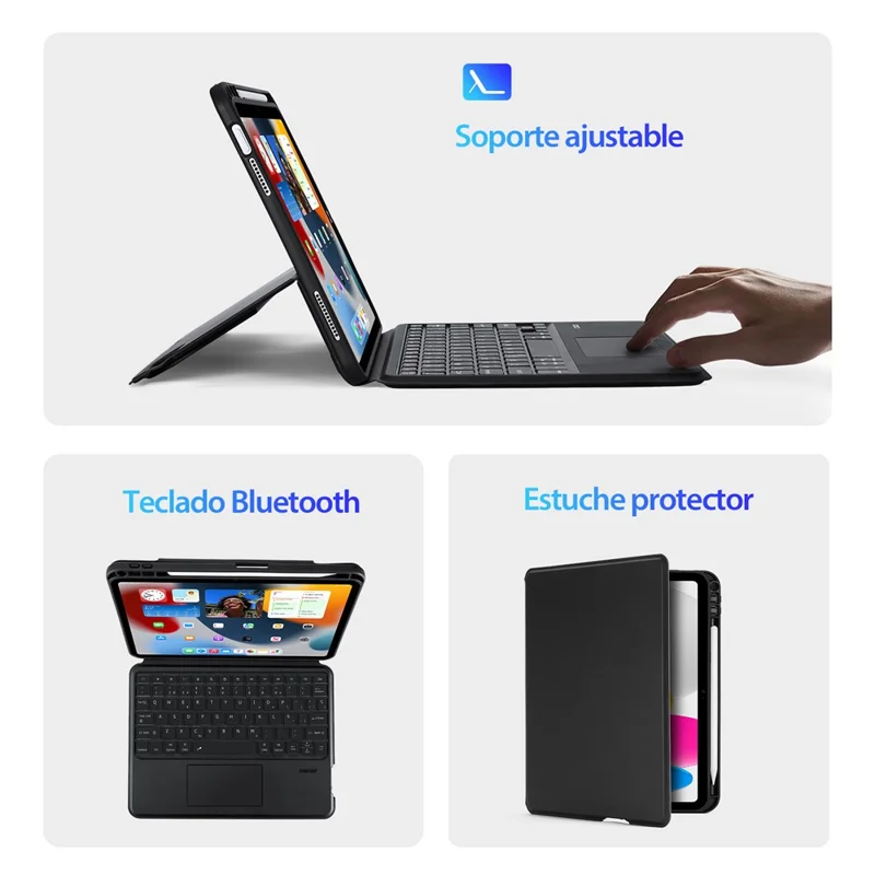 DUX DUCIS DK Series for iPad (2025) / 10.9 (2022) Backlight Spanish Keyboard with Leather Stand Tablet Case