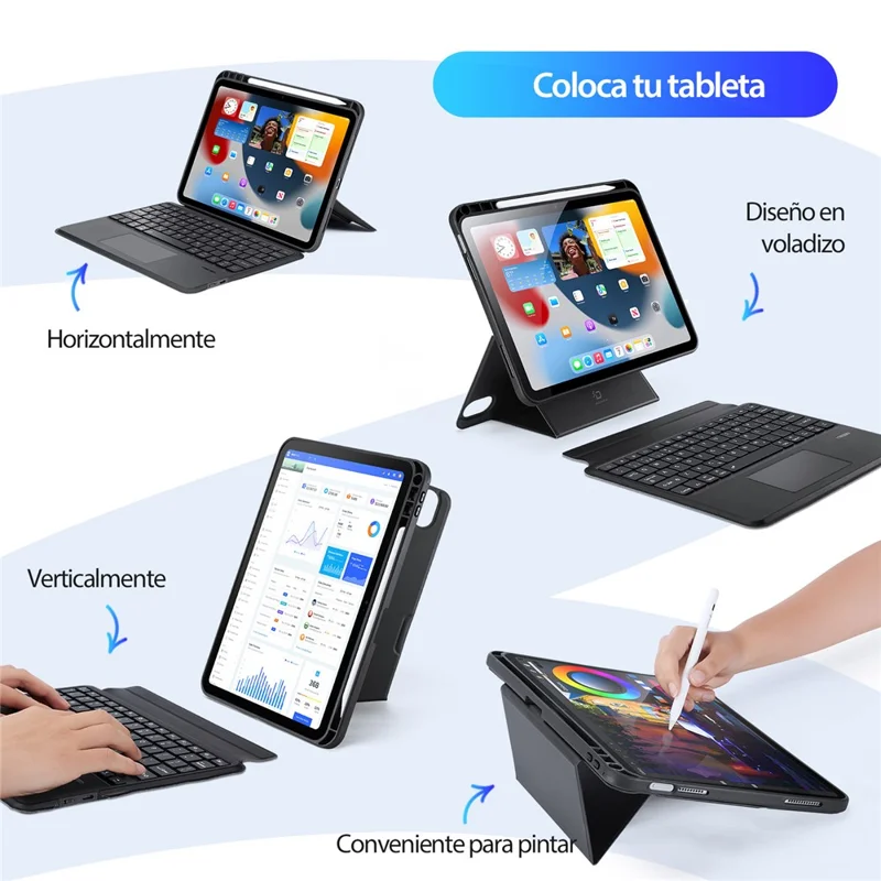 DUX DUCIS DK Series for iPad (2025) / 10.9 (2022) Backlight Spanish Keyboard with Leather Stand Tablet Case