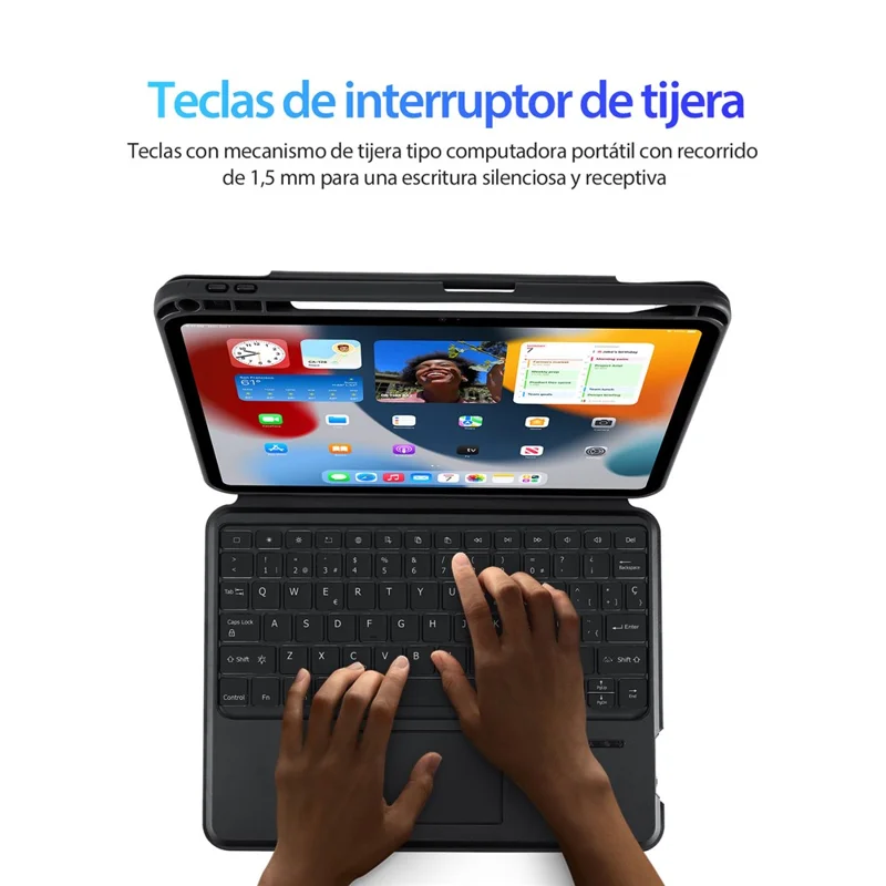 DUX DUCIS DK Series for iPad (2025) / 10.9 (2022) Backlight Spanish Keyboard with Leather Stand Tablet Case