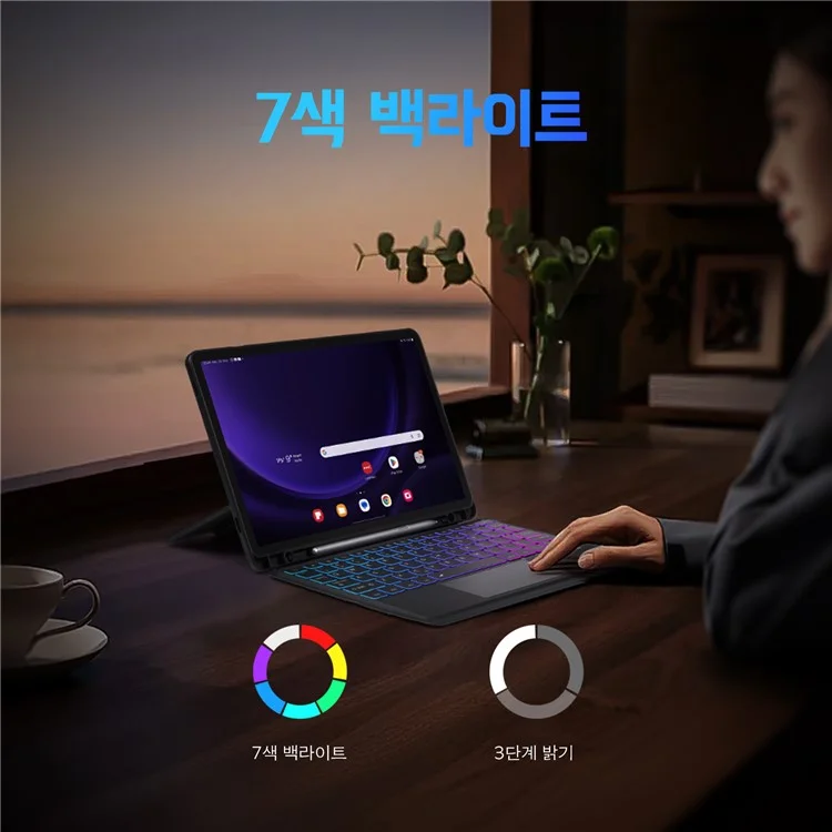 DUX DUCIS DK Series para Samsung Galaxy Tab S10+ / S9+ / S9 FE+ Teclado Bluetooth Coreano com Suporte de Couro Folio Case