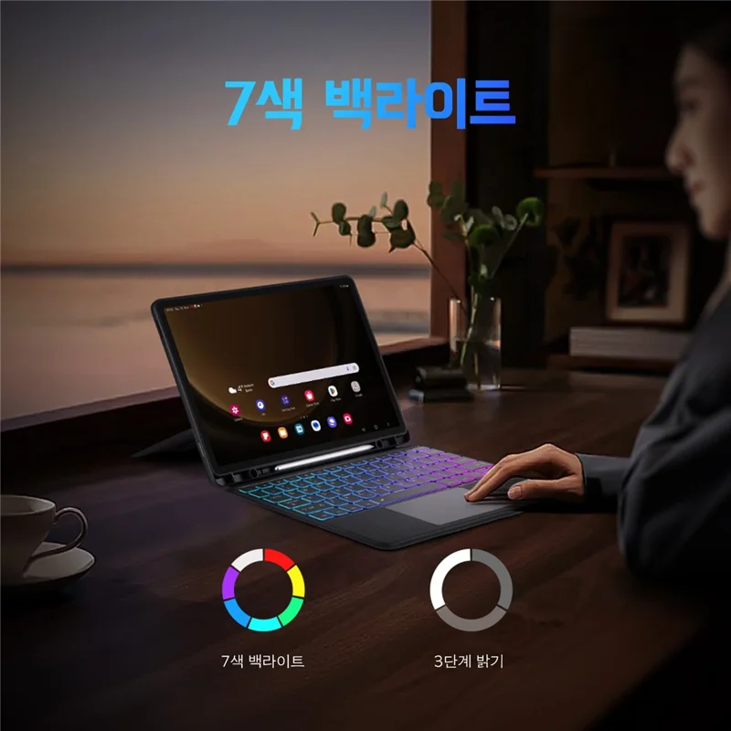 DUX DUCIS DK Series for Samsung Galaxy Tab S10+ / S9+ / S9 FE+ Bluetooth-compatible Korean Keyboard with Leather Stand Tablet Case