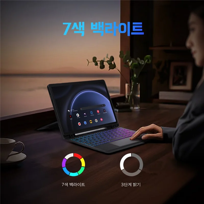 DUX DUCIS DK Series for Samsung Galaxy Tab S10 FE / S9 FE / S9 Magnetic Detachable Korean Keyboard with Leather Case