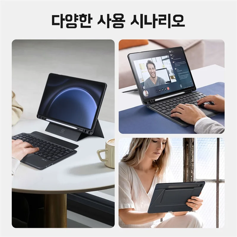 DUX DUCIS DK Series for Samsung Galaxy Tab S10 FE / S9 FE / S9 Magnetic Detachable Korean Keyboard with Leather Case