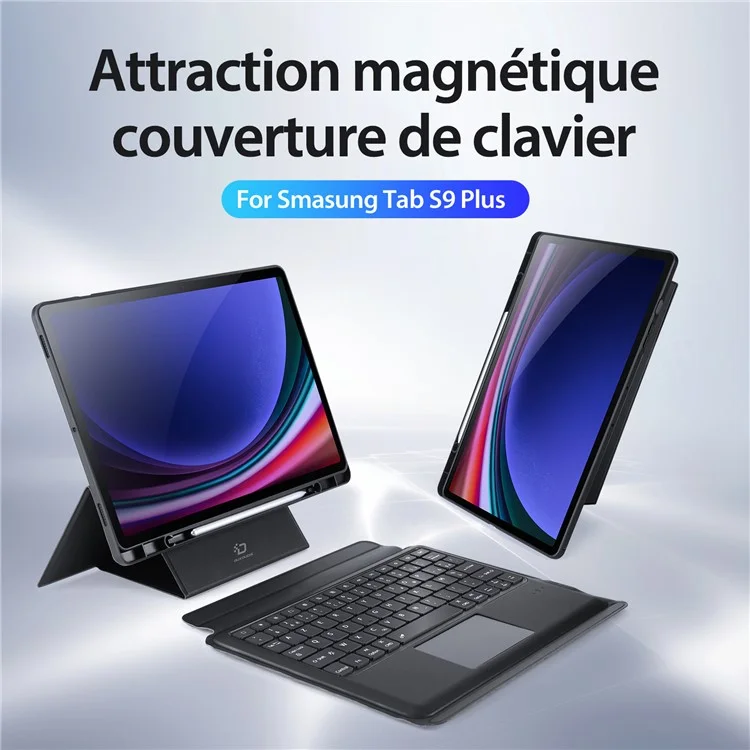 DUX DUCIS DK Series para Samsung Galaxy Tab S10+ / S9+ / S9 FE+ Teclado Francês com Backlight / Trackpad + Capa de Couro