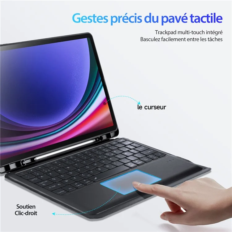 DUX DUCIS DK Series para Samsung Galaxy Tab S10+ / S9+ / S9 FE+ Teclado Francês com Backlight / Trackpad + Capa de Couro