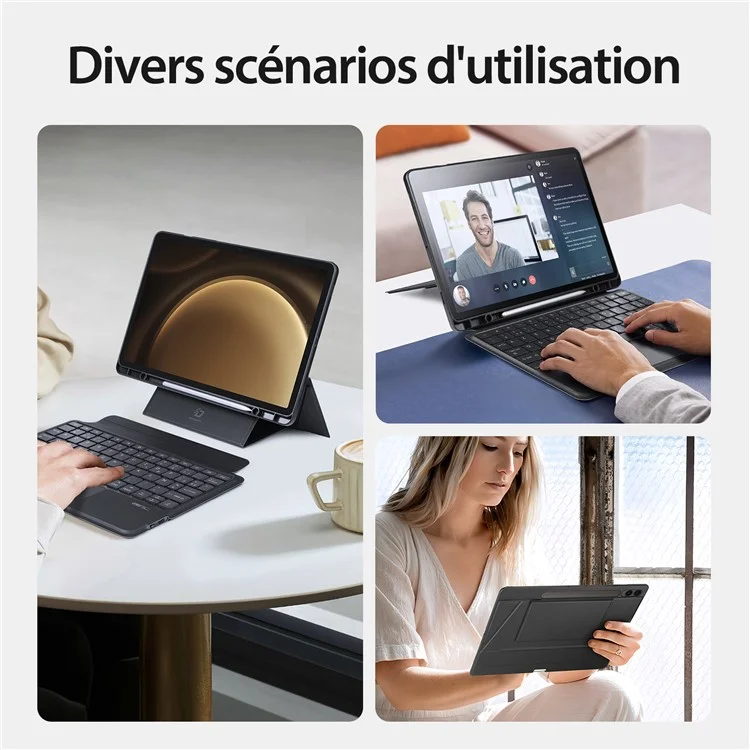 DUX DUCIS DK Series for Samsung Galaxy Tab S10+ / S9+ / S9 FE+ Detachable Touchpad French Keyboard with Leather Case
