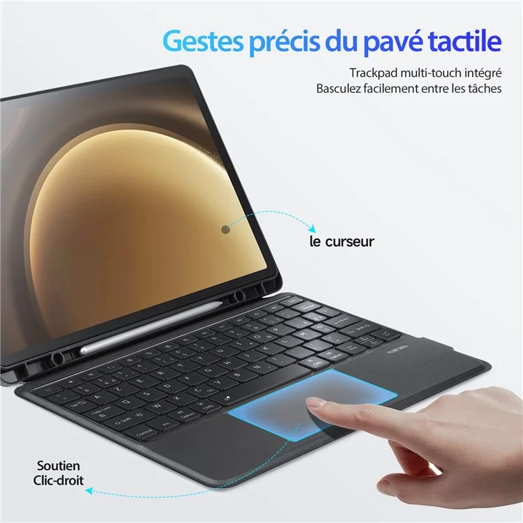 DUX DUCIS DK Series for Samsung Galaxy Tab S10+ / S9+ / S9 FE+ Detachable Touchpad French Keyboard with Leather Case