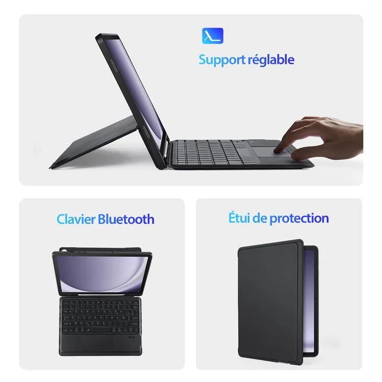 DUX DUCIS DK Series for Samsung Galaxy Tab A9+ French Keyboard Trackpad with Leather Stand Tablet Cover