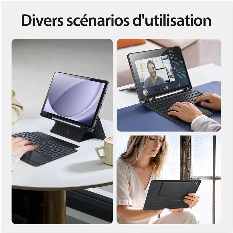 DUX DUCIS DK Series for Samsung Galaxy Tab A9+ French Keyboard Trackpad with Leather Stand Tablet Cover