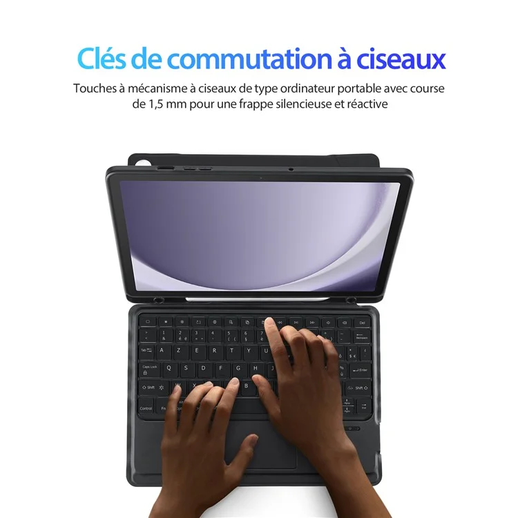 DUX DUCIS DK Series for Samsung Galaxy Tab A9+ French Keyboard Trackpad with Leather Stand Tablet Cover