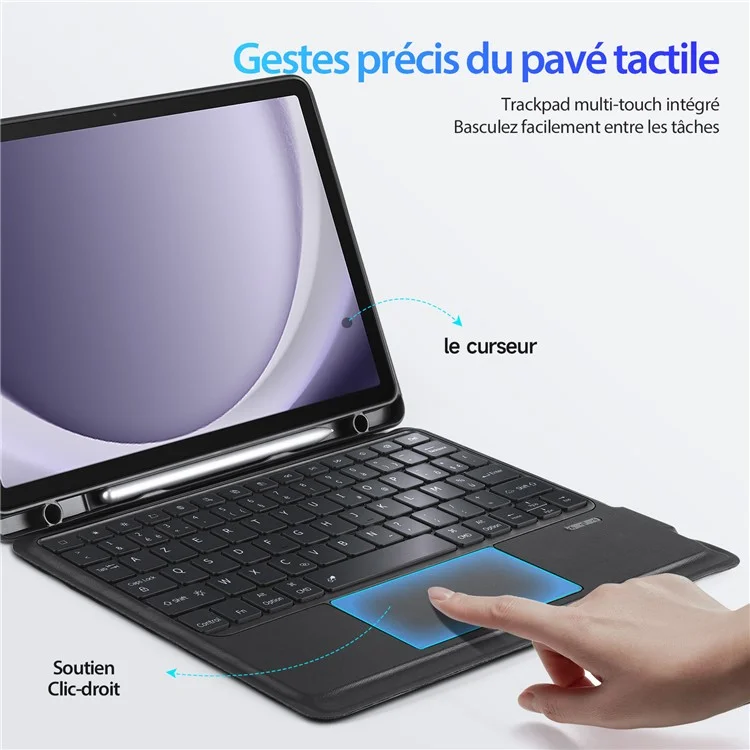 DUX DUCIS DK Series for Samsung Galaxy Tab A9+ French Keyboard Trackpad with Leather Stand Tablet Cover