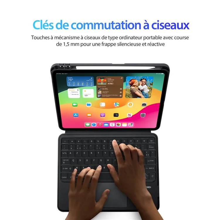 DUX DUCIS DK Series for iPad Pro 11 (2024) French Bluetooth-compatible Keyboard with Adjustable Stand Leather Case