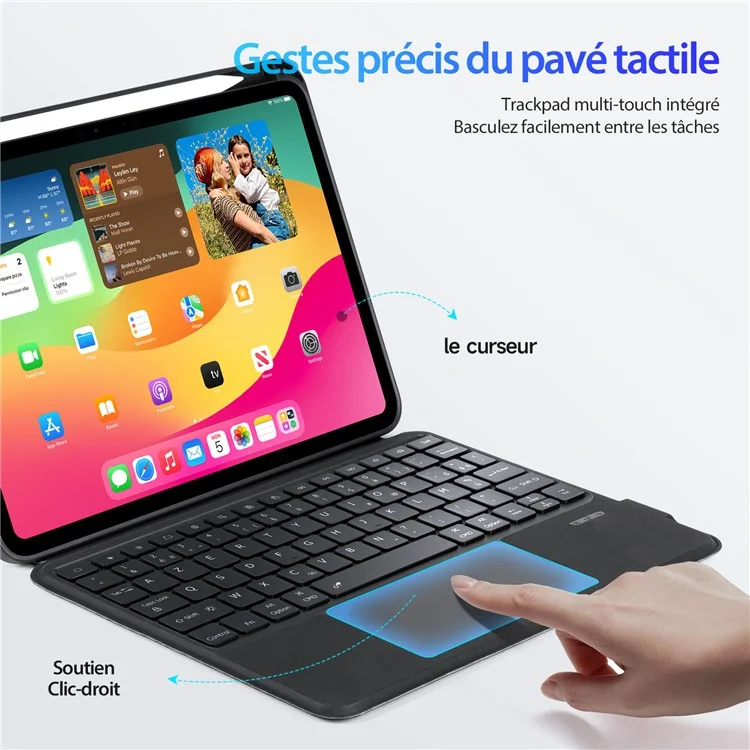 DUX DUCIS DK Series for iPad Pro 11 (2024) French Bluetooth-compatible Keyboard with Adjustable Stand Leather Case