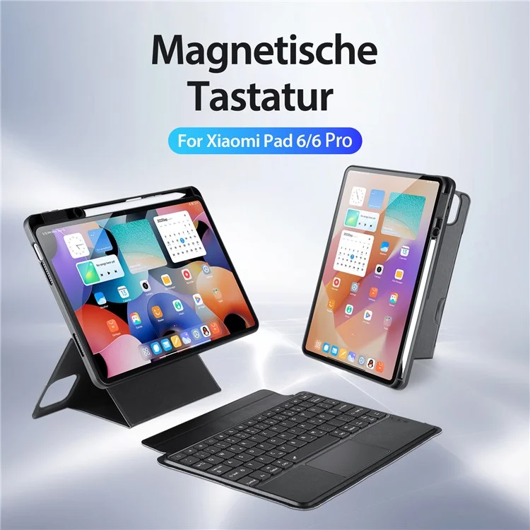 DUX DUCIS DK Series para Xiaomi Pad 6 / Pad 6 Pro Teclado alemán retroiluminado con soporte Funda de piel sintética