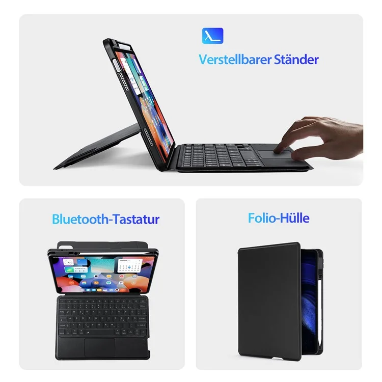 DUX DUCIS DK Series para Xiaomi Pad 6 / Pad 6 Pro Teclado alemán retroiluminado con soporte Funda de piel sintética