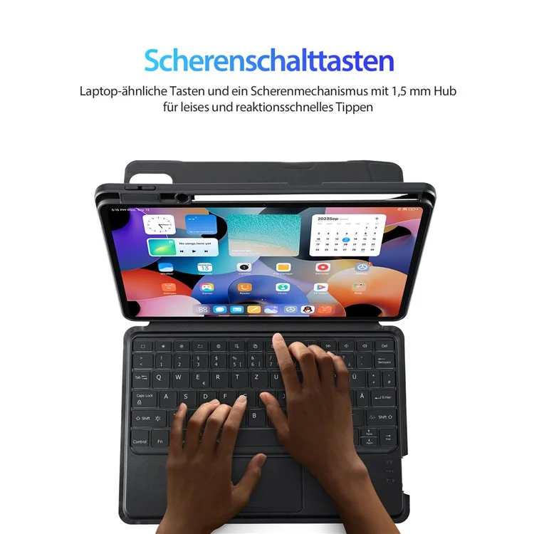DUX DUCIS DK Series para Xiaomi Pad 6 / Pad 6 Pro Teclado alemán retroiluminado con soporte Funda de piel sintética